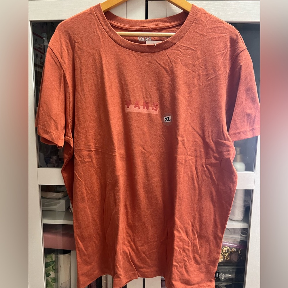 VANS Women's Logo Dimension Boyfriend T-Shirt Burnt Orange XL NEW